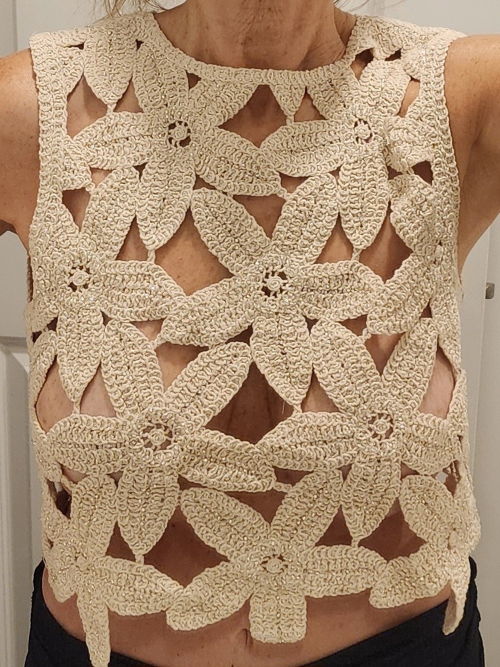 Rebellion Crochet Floral Cutout Camisole - Cream